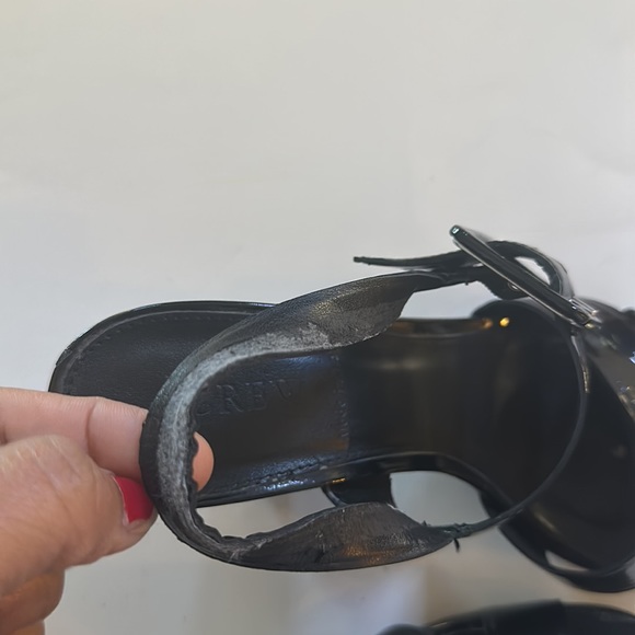 J Crew Black Patent Leather Block Heels Sandals. - Picture 5 of 5